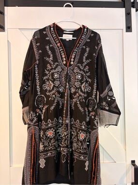 MISHA LAKHANI Black Embroidered 2Pc Formal Outfit Size S